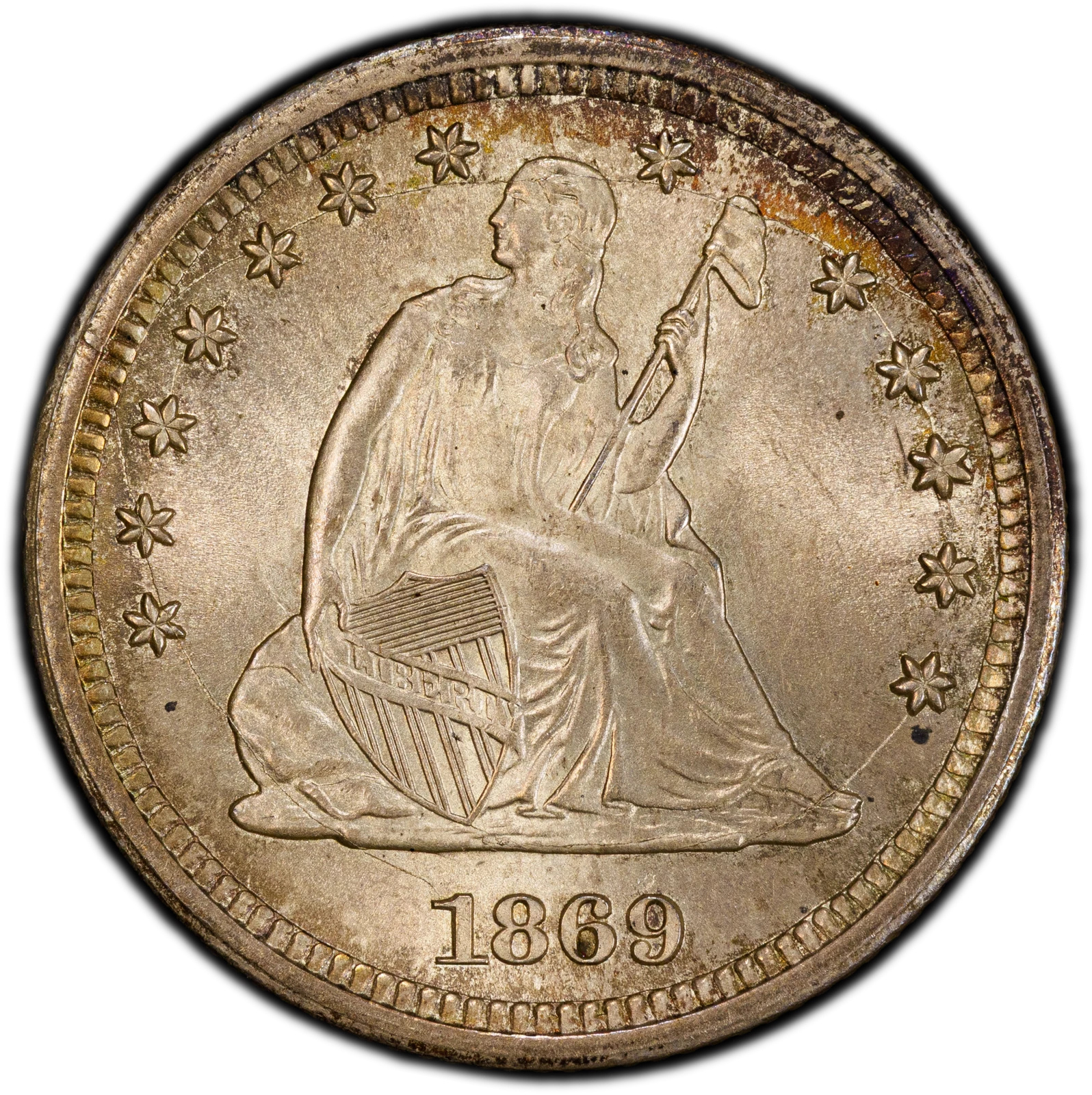 1869-S 25C Liberty Seated Quarter PCGS MS66 (CAC)
