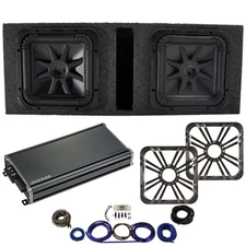 Kicker L7S12 Subs Vented 1 Ohm Box w/ 46CXA18001 Amp, Charcoal Grills & Amp Kit