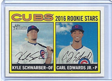 2016 Topps Heritage Cubs Rookie Stars Kyle Schwarber Carl Edwards Jr RC #161