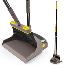 Broom with Dustpan Combo Set Lightweight 54'' Long Handle Swivel Indoor Patented