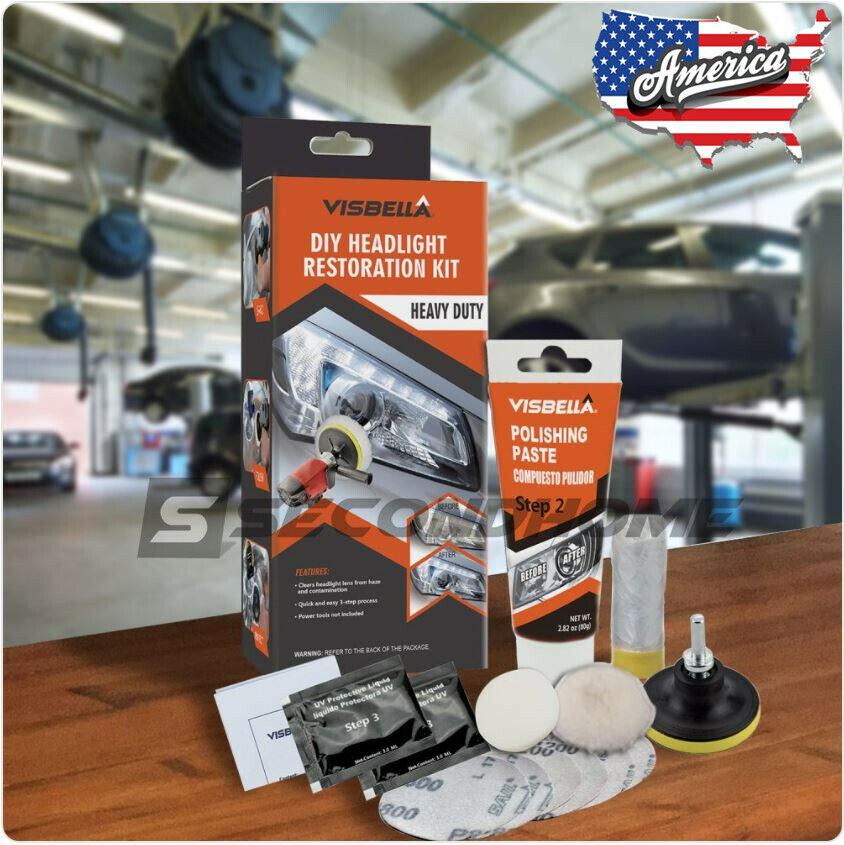 VISBELLA DIY Headlight Restoration kit Car Lamp Lens Cleaning Tools Heavy Duty T