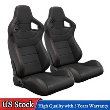 For Mitsubishi 2pcs Bucket Racing Seats Pvc Leather Reclinable Wadjustor Slider