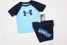 Under Armour Toddler Boys 2 Piece Set Shorts T Shirt Graphic 18 Months Blue