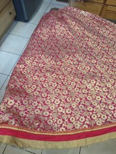Women  s Pink  Gold Floral Woven Silk Brocade Lehenga Skirt