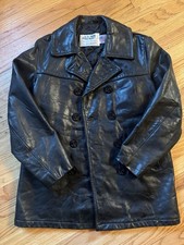 SCHOTT Men’s Black Leather Peacoat Model #740N Size 36, Made in USA, Beautiful!
