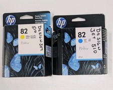 HP 82 CH568A Yellow C4911A Cyan Genuine Sealed OEM ink Cartridges EXP 2014/16