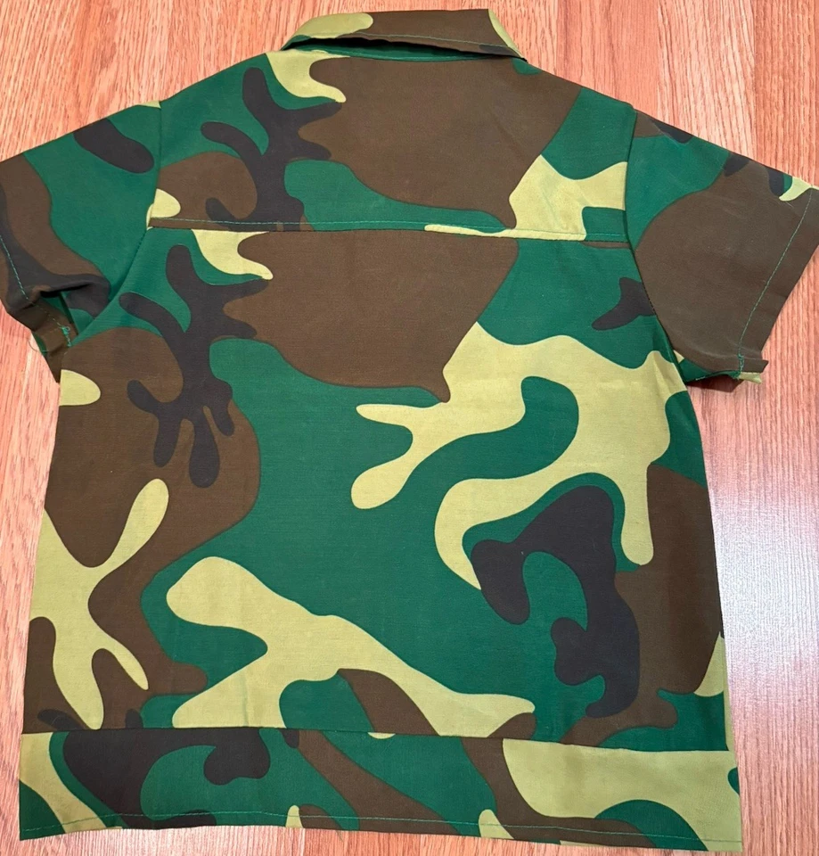 Rothco Woodland Camo Short Sleeve Shirt Boys 3-5 Full Zipper - Image 2 of 4