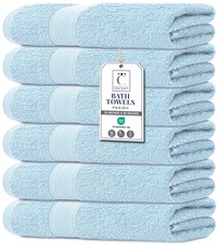 Medium Bath Towels Set 6 100 Cotton Terry 24" x 48" Quick Dry Soft Highly