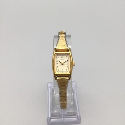 Pulsar Womens Watch 16mm Gold Tone Stretch V401-5000 Expansion New