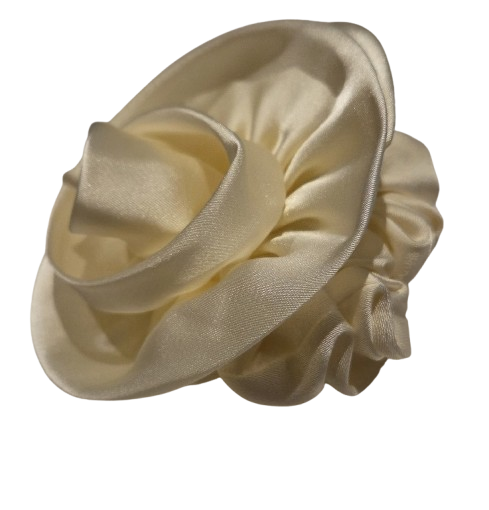 NEW Satin Rose Scrunchie Ivory Hair Tie Floral Fabric Elastic 9cm Elegant