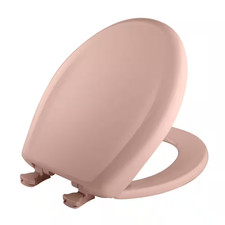 Round Soft-Close Easy-Clean Never-Loosens Plastic Toilet Seat in Venetian Pink F