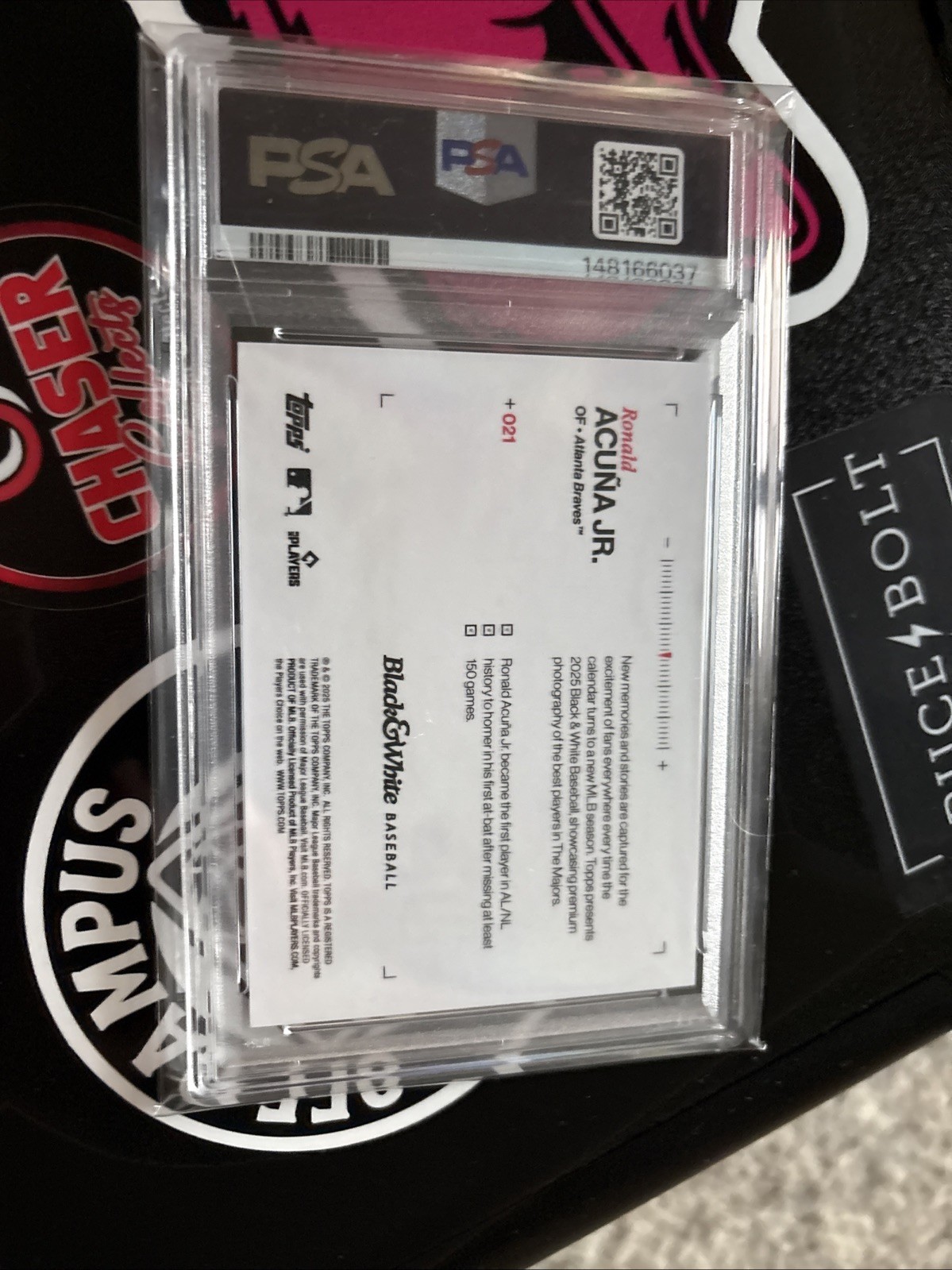 Ronald Acuna Jr. Topps Black In White /25 SSP PSA 10 Purple Atlanta Braves view 2