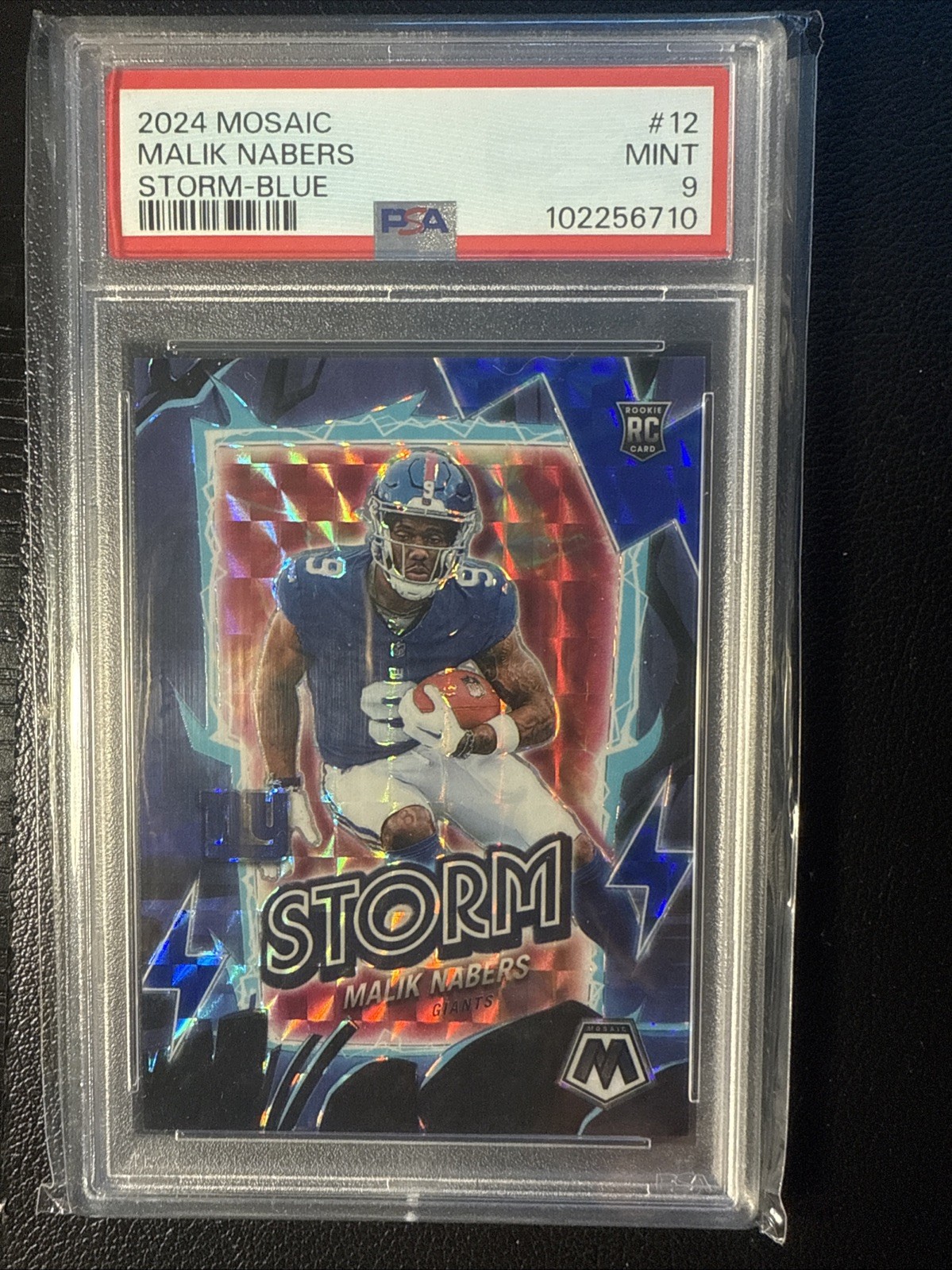 2024 Panini Mosaic Storm Malik Nabers #12 Blue Mosaic Prizm /99 Rookie