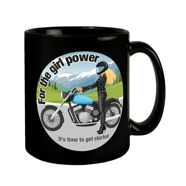Bikerin Tasse In Schwarz Mit Spruch: Time For Girl Power.-image