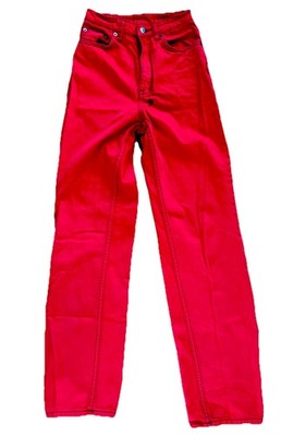 Ksubi Women's Red Denim Jeans with Black Stitching
