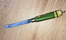 Rare Vintage Geneva Forge Stainless Steel Grapefruit Knife-Green Wood Handle