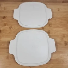 2 White Corning Ware A-1-PC Replacement Plastic Lid Covers Casserole Dishes READ