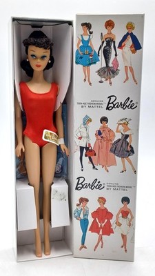 2011 Brunette Ponytail Reproduction Barbie Puppe / Mattel X3122, NrfB