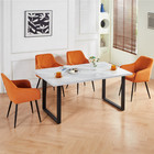 Wooden Dining Table and 4 Chairs Set Velvet/ Faux Suede Kitchen Office Furniture