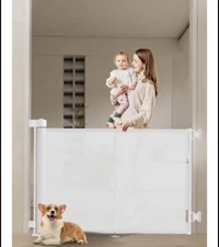 Upgrade 59" Retractable Baby Gates with Reinforced Strip Design To Prevent Crawl