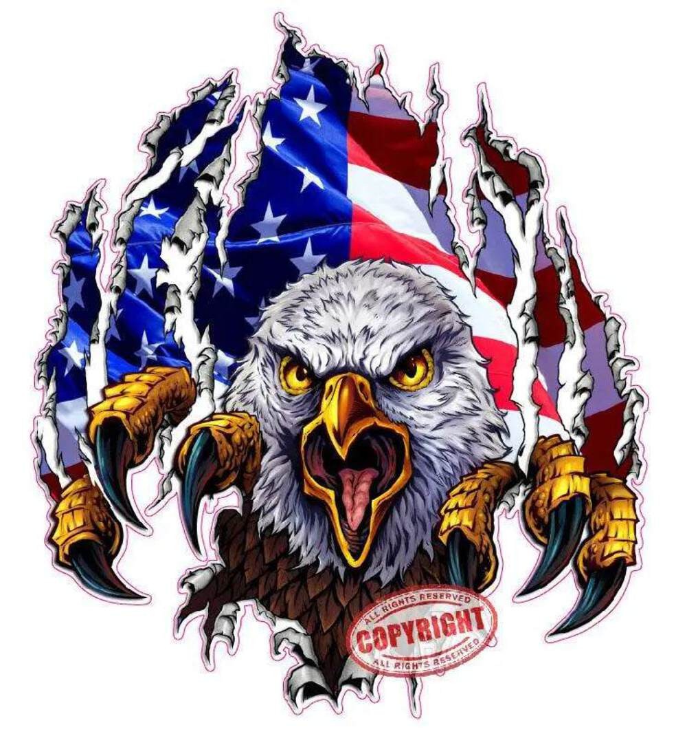 Taz Ripping Through Eagle Ripping Through American Flag Background Decal Sticker | eBay