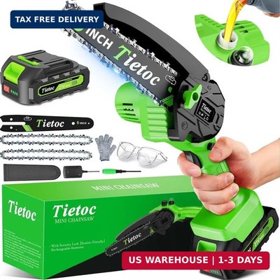 Tietoc Chainsaw 6 Inch Mini Electric Chainsaw Cordless Battery Powered, Hand Hel