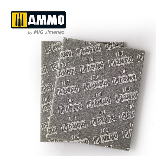 Ammo MIG A.MIG-8555 - Sanding Sponge Sheet (100) - 2 Pcs - New