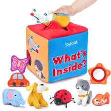 Baby Toys 6-12 Months - Mystery Soft Box with 10 Sensory Objects, Rattle, Crinkl