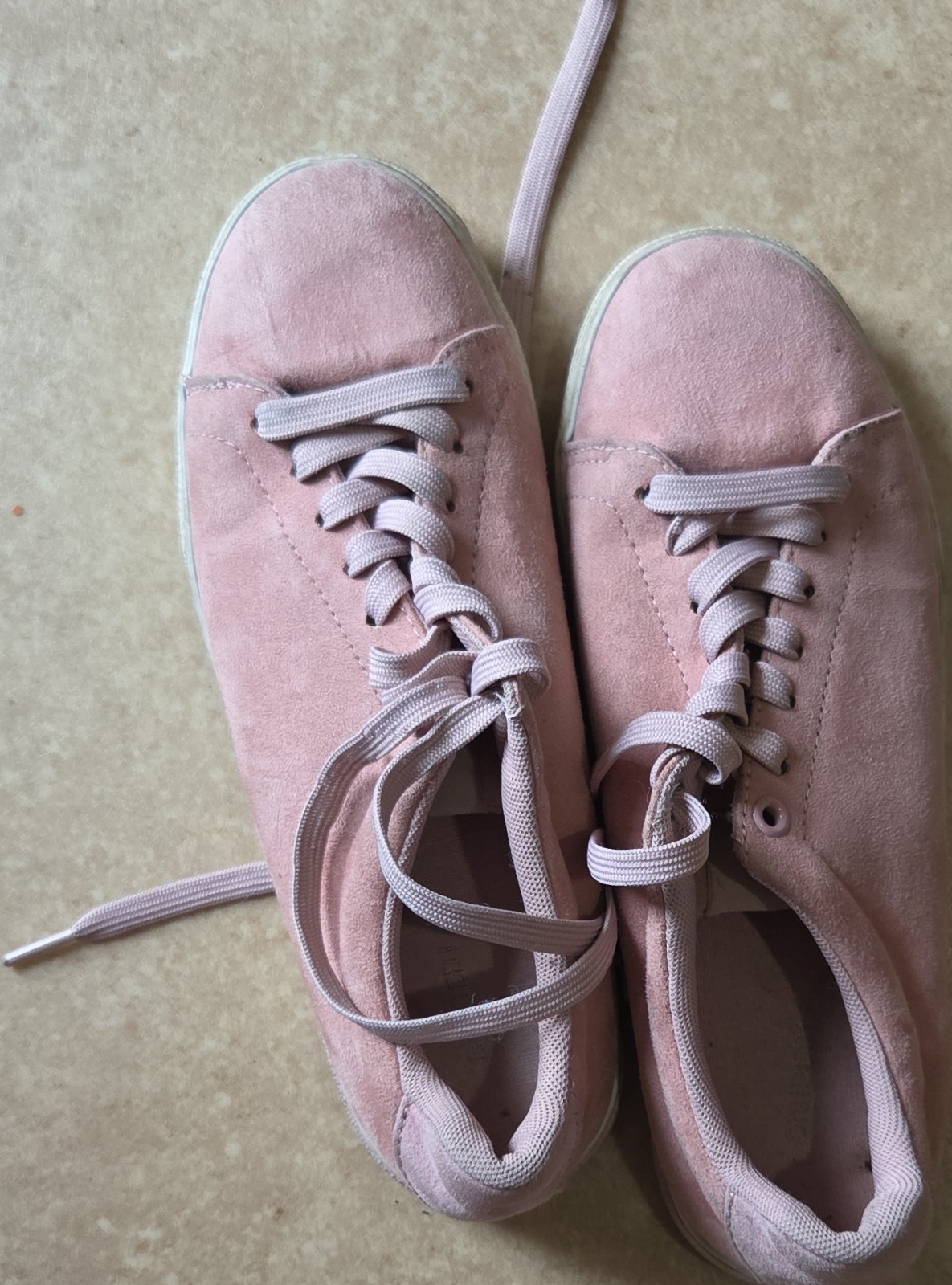 H&M Divided Pink Solid Lace-Up Low Top Sneakers w/ Lace Accents Men's 8 EU39