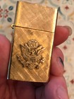 Vintage Florentine 14k Gold Plated Hatch Textured Lighter Made in USA Eagle — photo 1