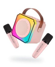 Mini Karaoke Machine for Kids Adults, Portable Bluetooth Speaker with 2 Pink