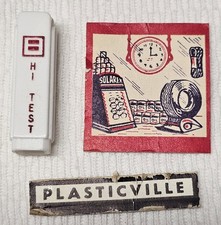 Vintage Plasticville Gas Station Window Insert Gas Pump  Sign