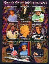 Kirghizistan 2002 OZZY OSBOURNE/QUEEN'S GOLDEN JUBILEE Foglio (9) MNH