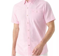 NWT Izod Saltwater Shirt Men's Dockside Woven Short Sleeve Button Up Sz S Peony