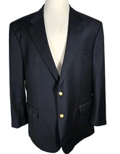 Jos A Bank Mens 48R Black Gold Buttons 100 Wool Med.weight Sport Coat B71