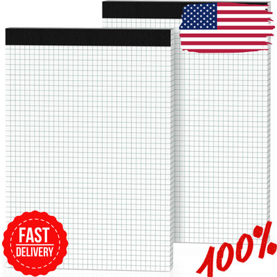 Graph Paper Pad 8.5 x 11, 2 Pack, 4x4 Graph Ruled, Grid Paper Pad 8-1/2'' x 11'',