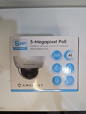New ! Amcrest 5-Megapixel PoE Outdoor Security Dome IP Camera IP5M-D1188EW-AI-V3