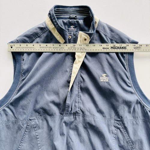 Gilet Golf Pebble Beach XL Blu Navy Antivento Impermeabile Zip Pullover Vintage - Foto 9 di 12