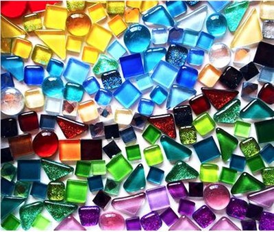 500g Mosaic Tiles for Crafts   Irregular Mini Crystal Tiles 0.4x0.4'' Mixed Color