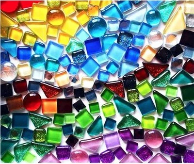 500g Mosaic Tiles for Crafts – Irregular Mini Crystal Tiles 0.4x0.4" Mixed Color - Image 1 of 4