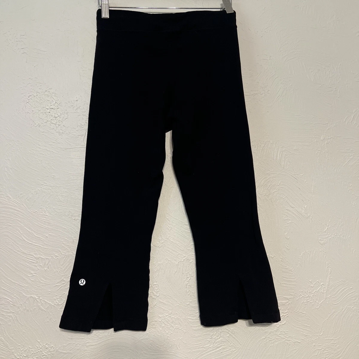 Lululemon Crop Flare Leggings Black Sz 4 Split Bottom Hem Mid Rise