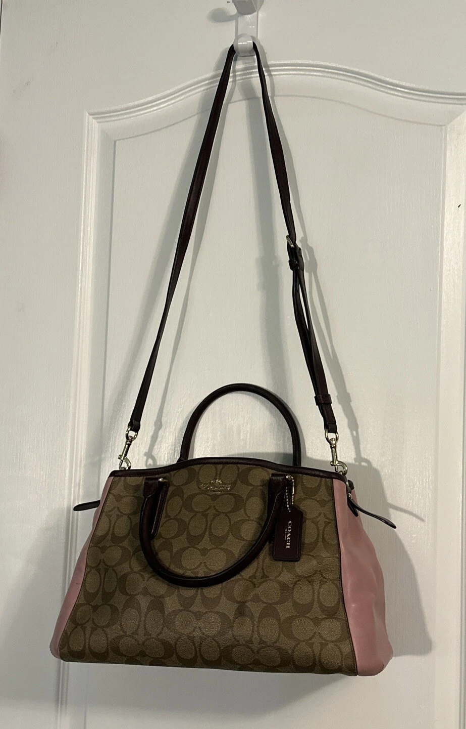 COACH F57492 PVC rosa modello totale altra borsa borsetta pelle oro portachiavi