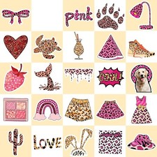 50PC WATERPROOF STICKERS Leopard Print Pink Cheetah Stickers Decal