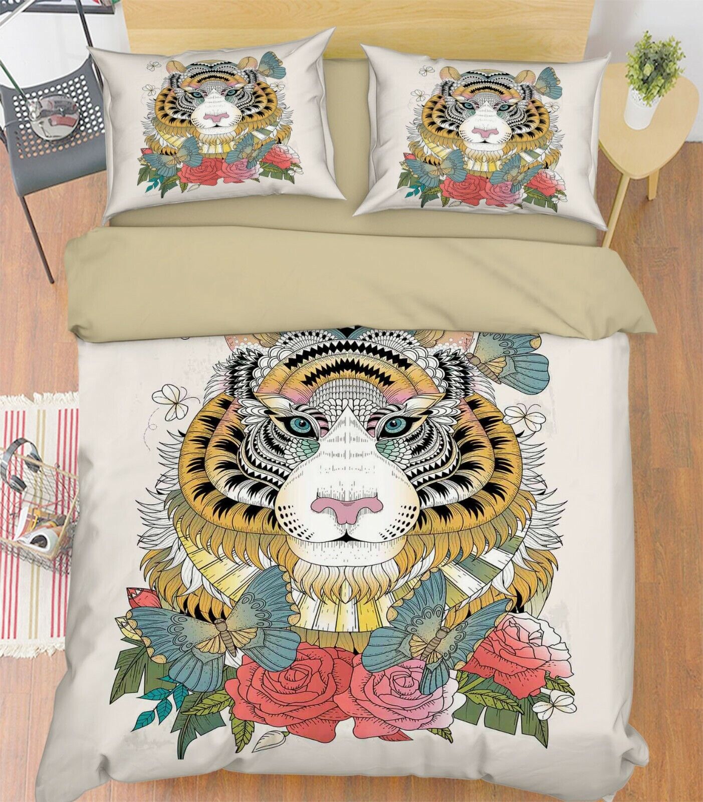 3D Hand Painted Tiger KER2140 Bed Pillowcases Quilt Duvet Cover Double Kay Nowy wygląd pracy, zysk