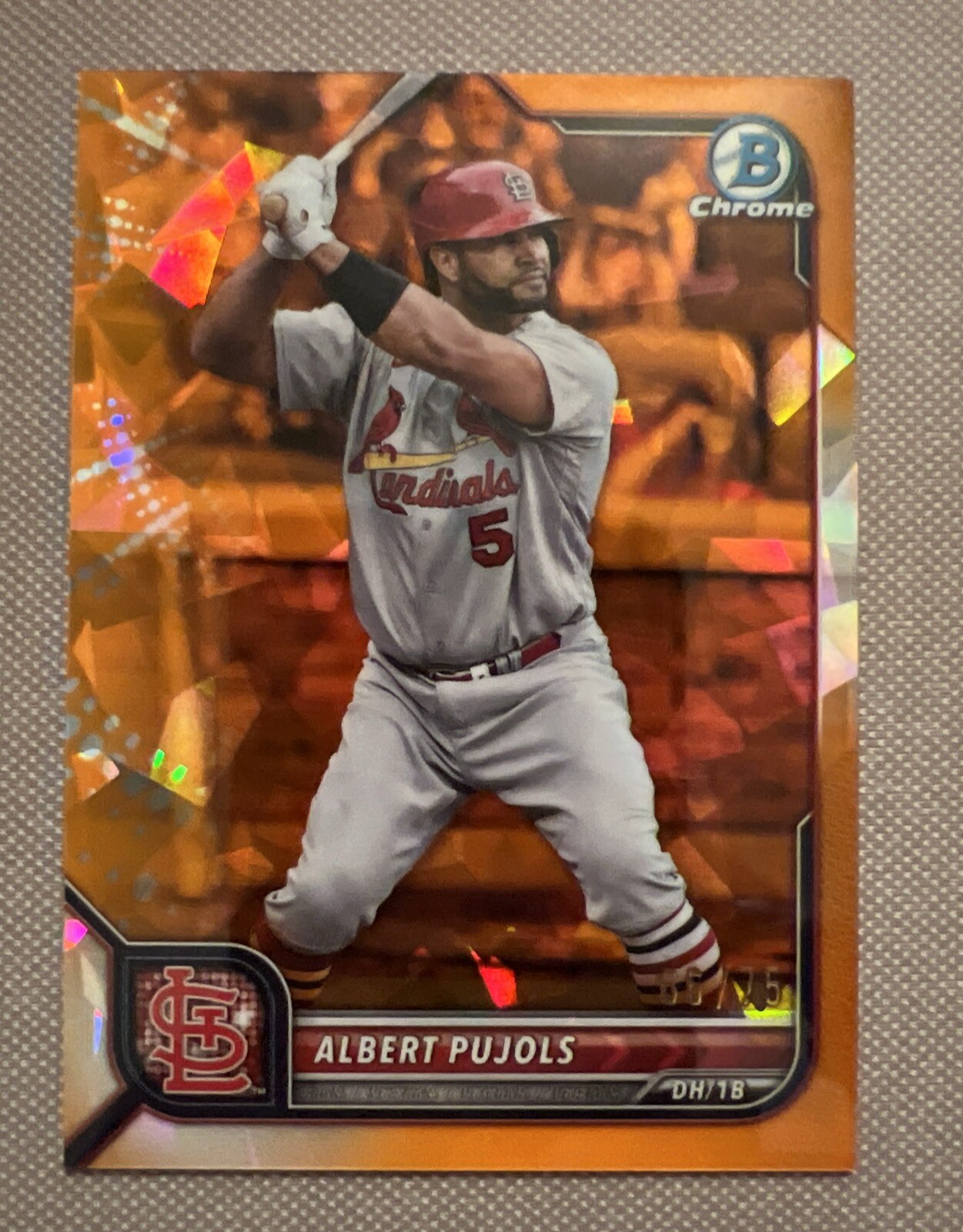 2022 Bowman Chrome Sapphire Edition - Orange #28 Albert Pujols /75, Cardinals