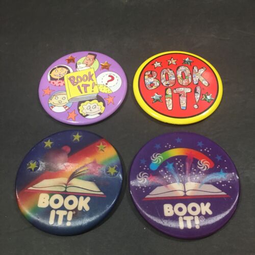 Vintage Pizza Hut Book It! Pins Lot of 4, 1988 1990 1992 1993