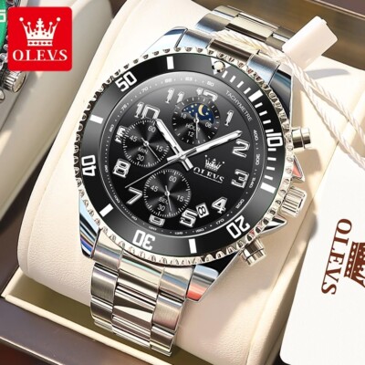 Waterproof Quartz Watch Men's OLEVS Luminous Luxury Men Date Business Strap