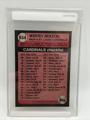 1989 Topps Whitey Herzog Baseball Card #654 Mint FREE SHIPPING | eBay