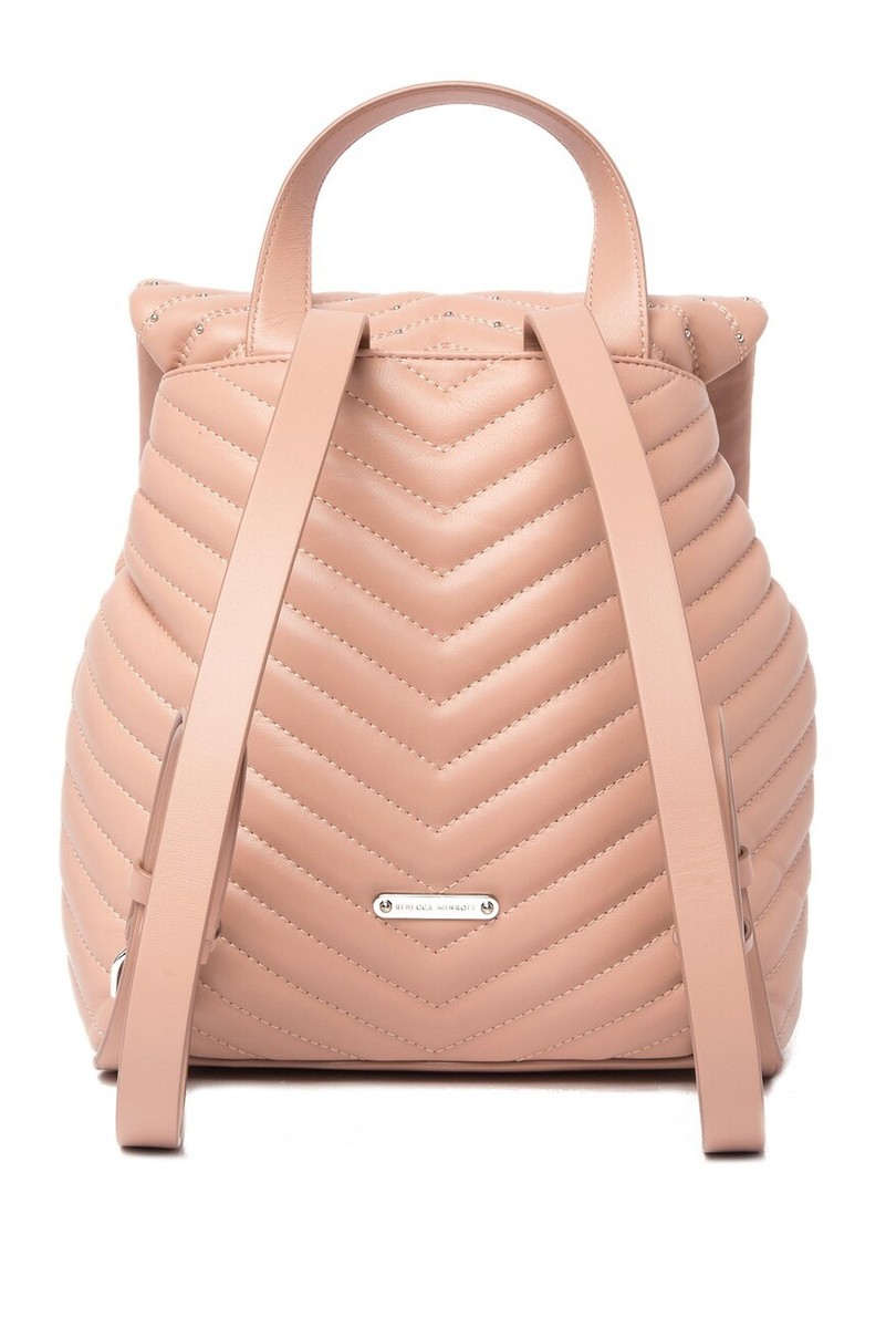 Rebecca Minkoff Edie Quilted Studded Leather Flap Backpack Pink $348 http:// main image 4