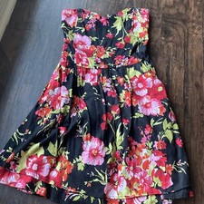 Urban Outfitters Kimchi Blue Strapless Floral Dress Black And Red Size S Cotton